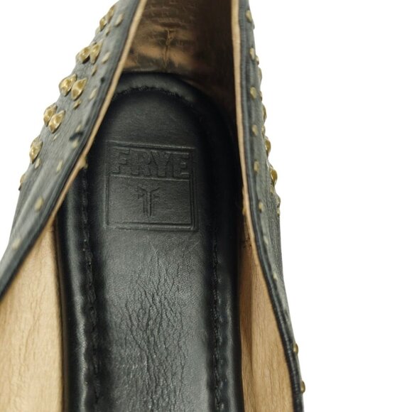 Frye Regina Ballet Flats Studded Black Leather READ Size 7.5 Slip On Pointed Toe - Picture 11 of 13